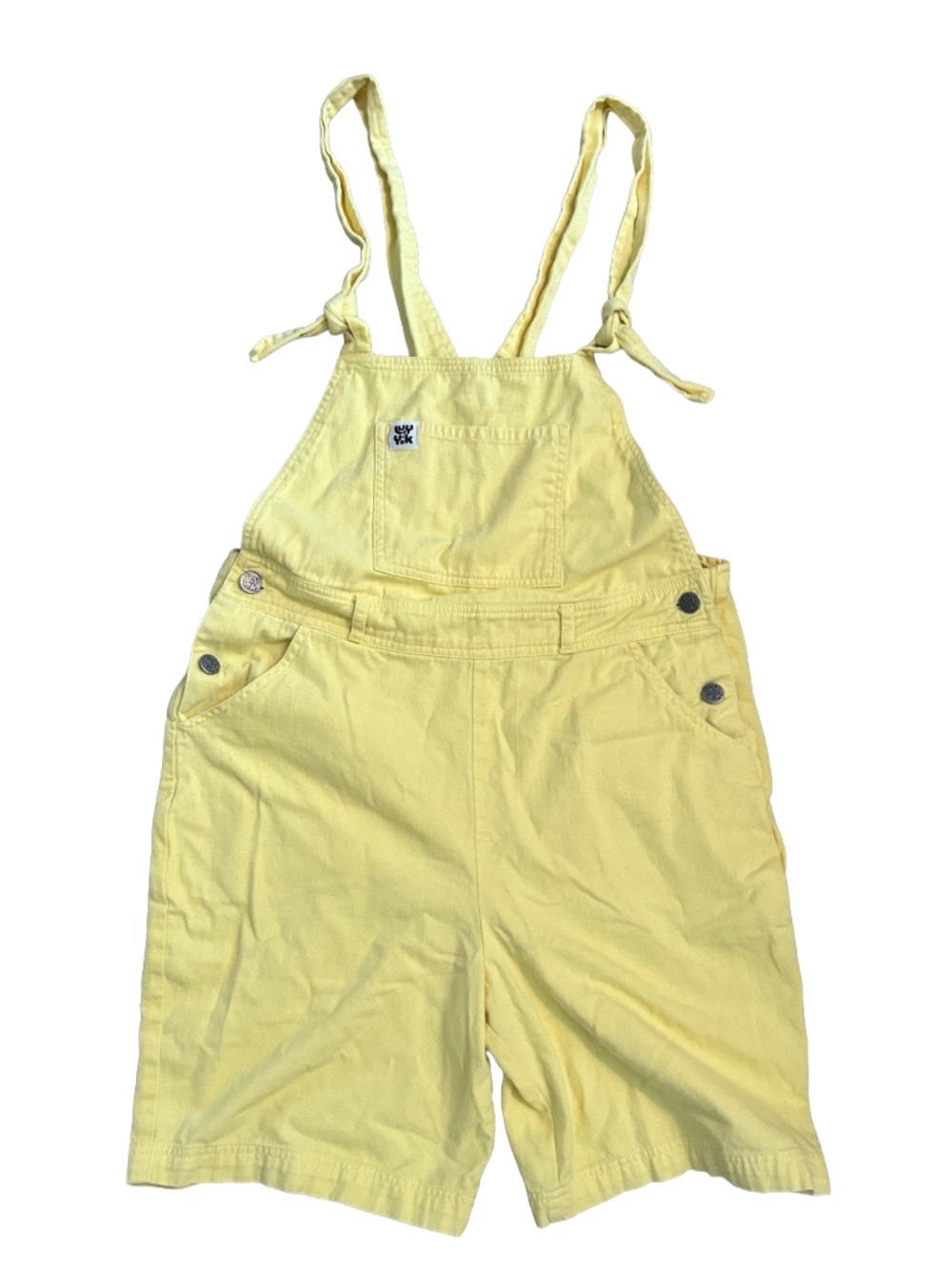 Lucy & Yak butter yellow short overalls
